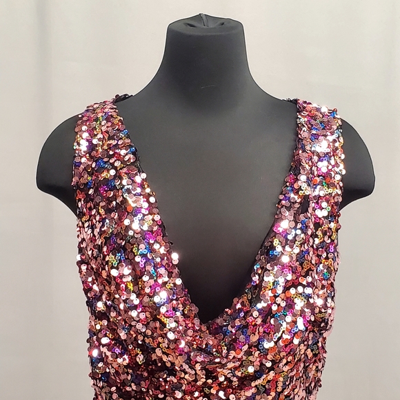 ZARA Sequins Sleveless Short Dress Size XL - Picture 3 of 10